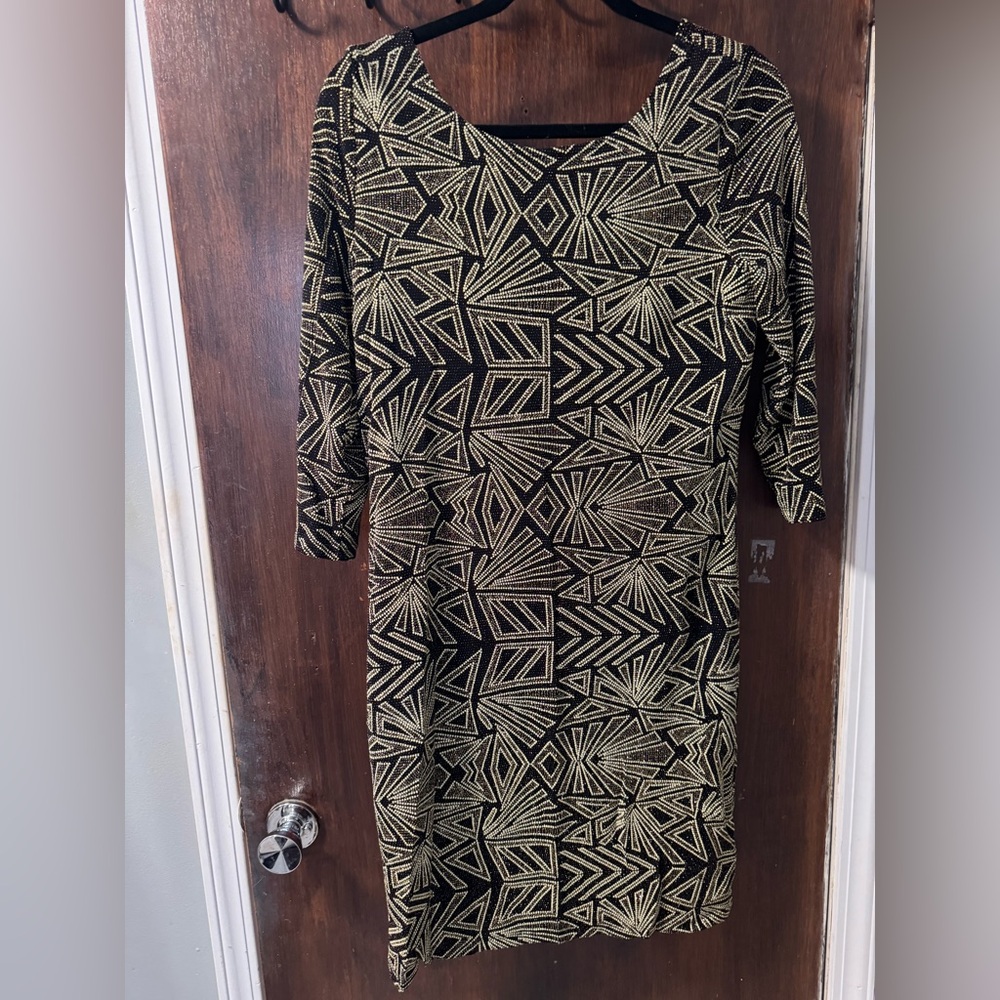 Suzy Shier XL Black Collection Black & Gold Glitter Dress New with Tags